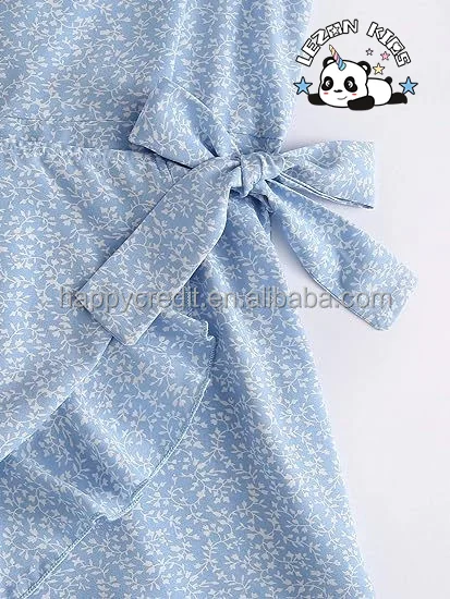 LEZONKIDS - High Quality Floral Print Sleeveless Summer Beach Casual A-line girls Spaghetti Strap Dress